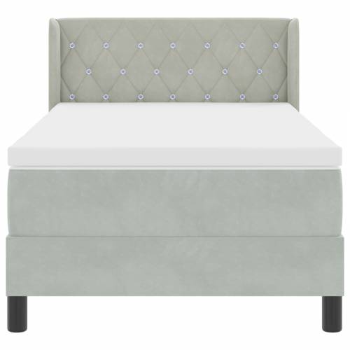 Box Spring Krevet s Madracem Svjetlosiva 90x190 cm Baršun Cijena