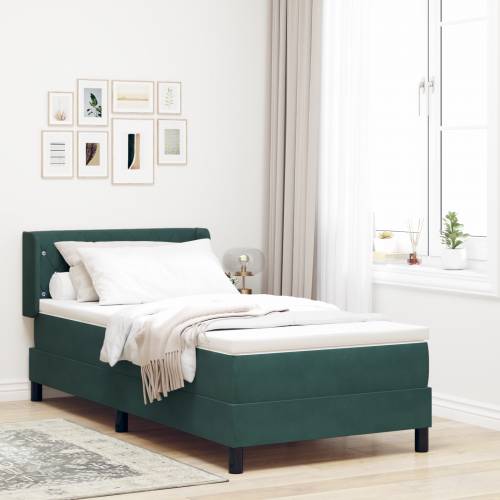 Box Spring Krevet s Madracem Tamno Zelena 90x190 cm Baršun Cijena