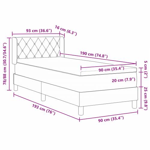 Box Spring Krevet s Madracem Tamno Zelena 90x190 cm Baršun Cijena