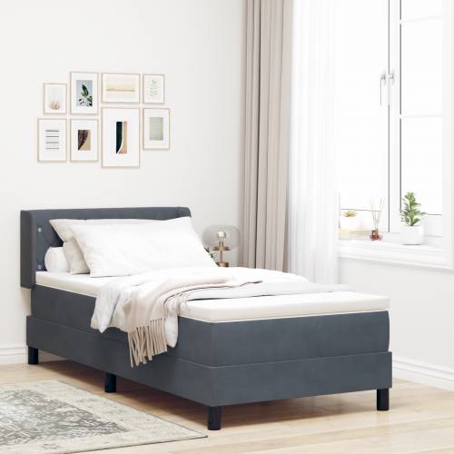 Box Spring Krevet s Madracem Tamno Siva 90x200 cm Baršun Cijena
