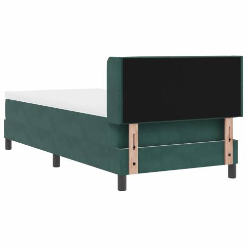 Krevet s podnicom i madracem tamno zelene boje 90x200 cm od baršuna Cijena