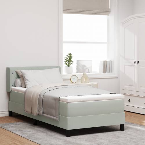 Box Spring Krevet s Madracem Svjetlosiva 100x200 cm Baršun Cijena