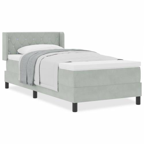 Box Spring Krevet s Madracem Svjetlosiva 100x200 cm Baršun Cijena