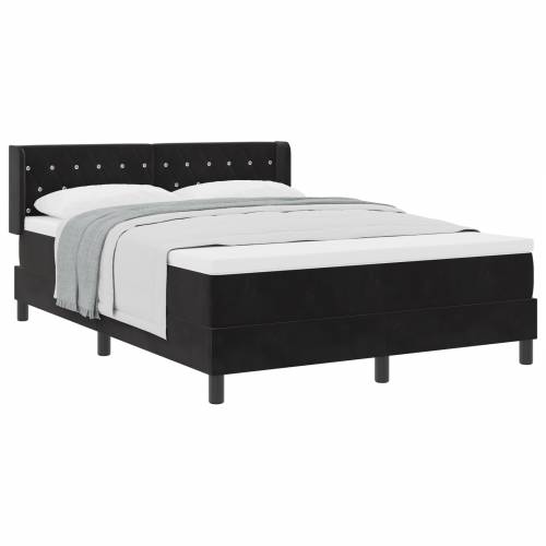 Box Spring Krevet s Madracem Crna 140x190 cm Baršun Cijena