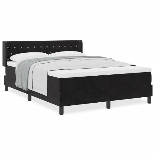 Box Spring Krevet s Madracem Crna 140x190 cm Baršun Cijena
