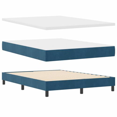 Box Spring Krevet s Madracem Tamnoplavi 140x190 cm Baršun Cijena
