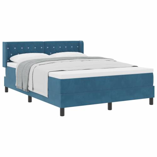 Box Spring Krevet s Madracem Tamnoplavi 140x190 cm Baršun Cijena