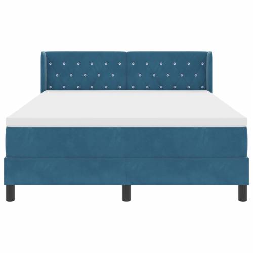 Box Spring Krevet s Madracem Tamnoplavi 140x190 cm Baršun Cijena