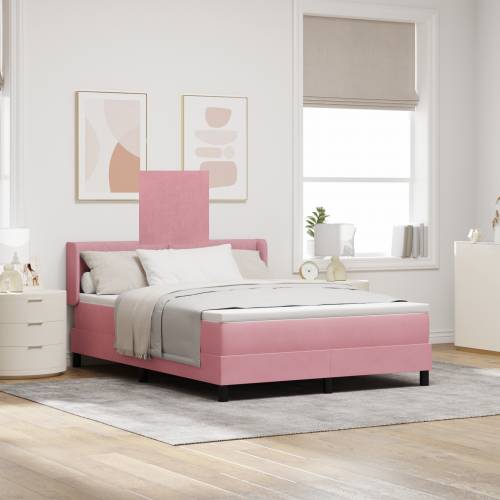 Box Spring Krevet s Madracem Ružičasti 140x190 cm Baršun Cijena