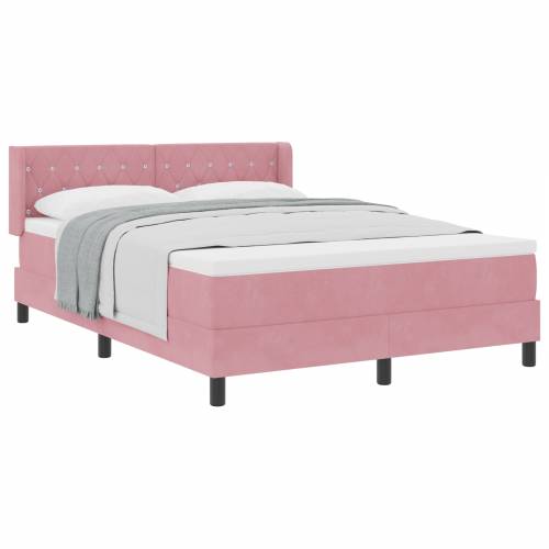 Box Spring Krevet s Madracem Ružičasti 140x190 cm Baršun Cijena