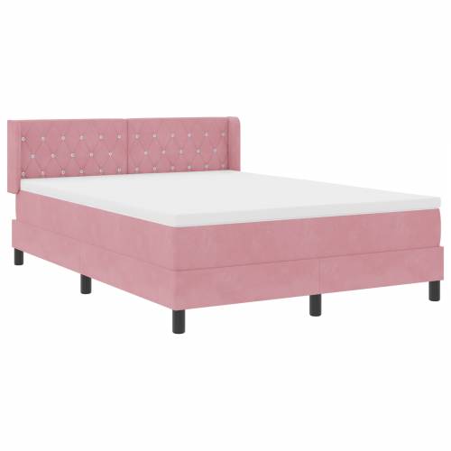 Box Spring Krevet s Madracem Ružičasti 140x190 cm Baršun Cijena