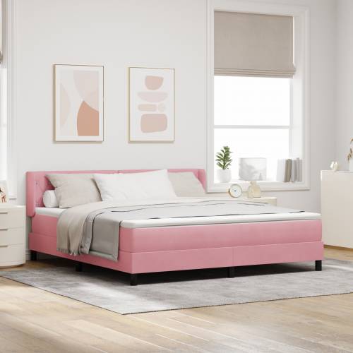 Box Spring Krevet s Madracem Ružičasti 180x200 cm Baršun Cijena