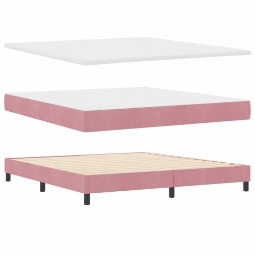 Box Spring Krevet s Madracem Ružičasti 180x200 cm Baršun Cijena