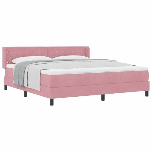 Box Spring Krevet s Madracem Ružičasti 180x200 cm Baršun Cijena