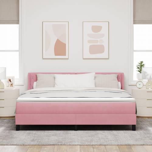 Box Spring Krevet s Madracem Ružičasti 180x200 cm Baršun Cijena