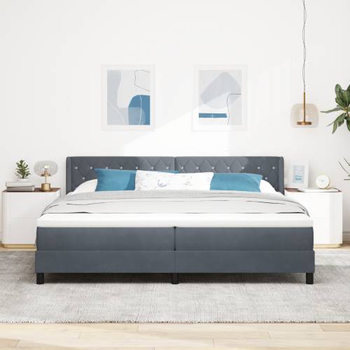 Box Spring Krevet s Madracem Tamno Sivi 200x200 cm Baršun Cijena