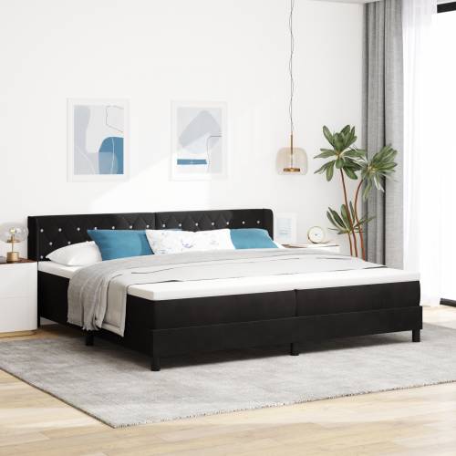 Box Spring Krevet s Madracem Crna 200x200 cm Baršun Cijena