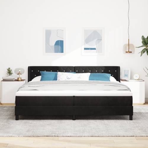 Box Spring Krevet s Madracem Crna 200x200 cm Baršun Cijena