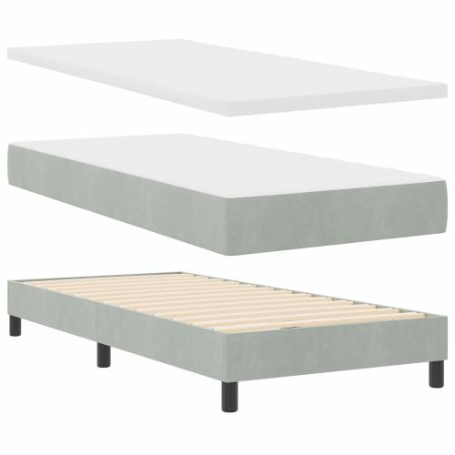 Box Spring Krevet s Madracem Svjetlosiva 90x190 cm Baršun Cijena