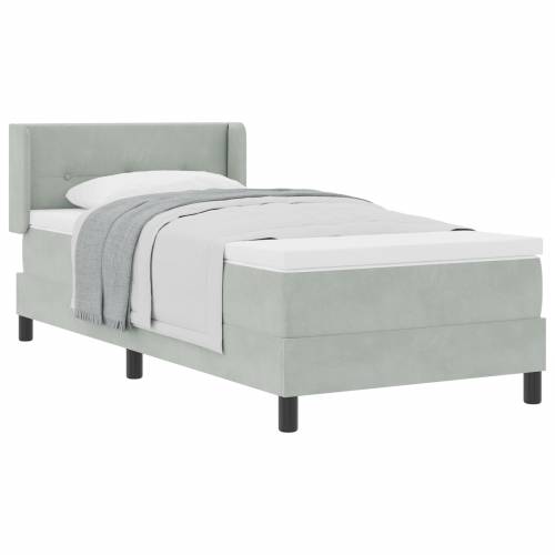 Box Spring Krevet s Madracem Svjetlosiva 90x190 cm Baršun Cijena