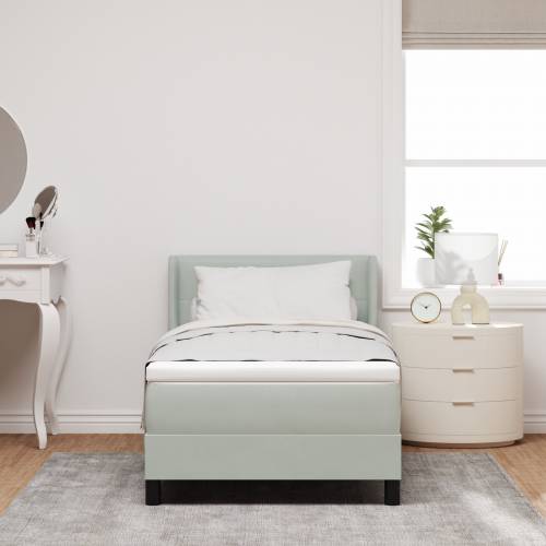 Box Spring Krevet s Madracem Svjetlosiva 90x190 cm Baršun Cijena