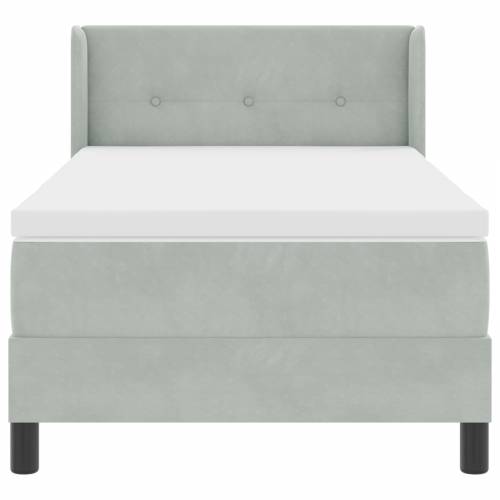 Box Spring Krevet s Madracem Svjetlosiva 90x190 cm Baršun Cijena