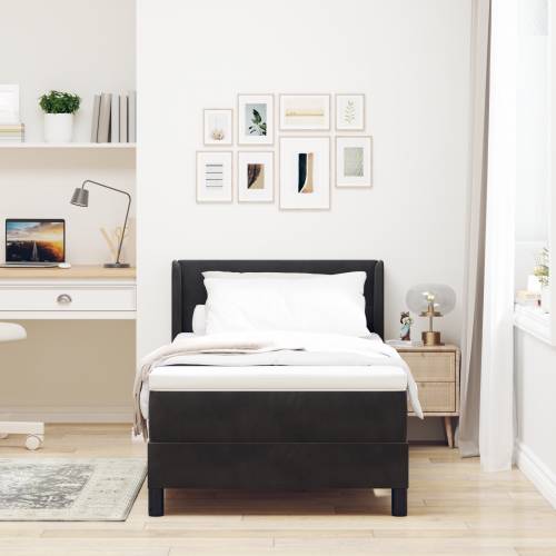 Box Spring Krevet s Madracem Crna 90x190 cm Baršun Cijena