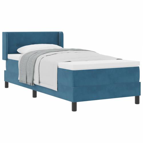 Box Spring Krevet s Madracem Tamnoplavi 90x200 cm Baršun Cijena