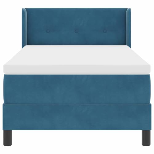Box Spring Krevet s Madracem Tamnoplavi 90x200 cm Baršun Cijena