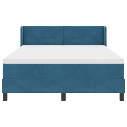 Box Spring Krevet s Madracem Tamnoplavi 140x200 cm Baršun Cijena
