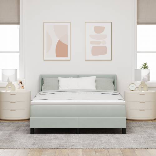 Kutna Podnica s Madracem Svjetlosiva 160x200 cm Baršun Cijena