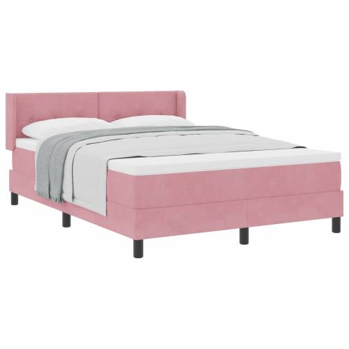 Box Spring Krevet s Madracem Ružičasta 160x200 cm Baršun Cijena
