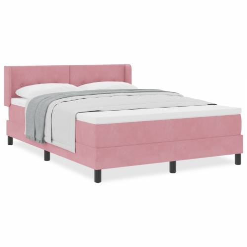 Box Spring Krevet s Madracem Ružičasta 160x200 cm Baršun Cijena