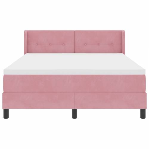 Box Spring Krevet s Madracem Ružičasta 160x200 cm Baršun Cijena