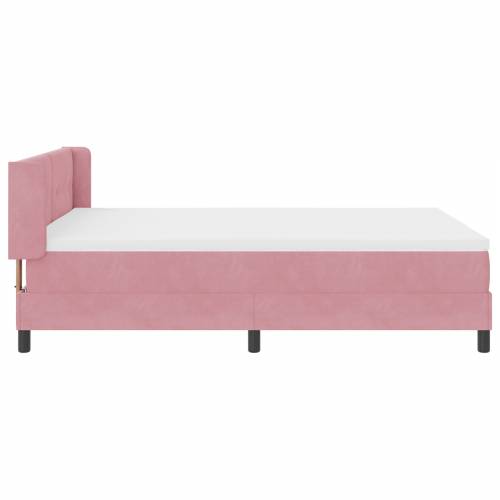 Box Spring Krevet s Madracem Ružičasta 160x200 cm Baršun Cijena