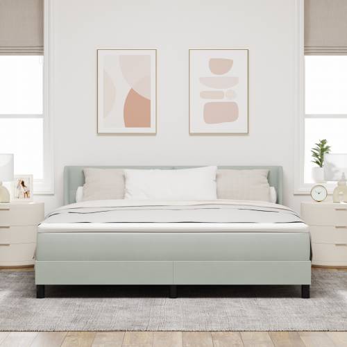 Box Spring Krevet s Madracem Svjetlosiva 180x200 cm Baršun Cijena