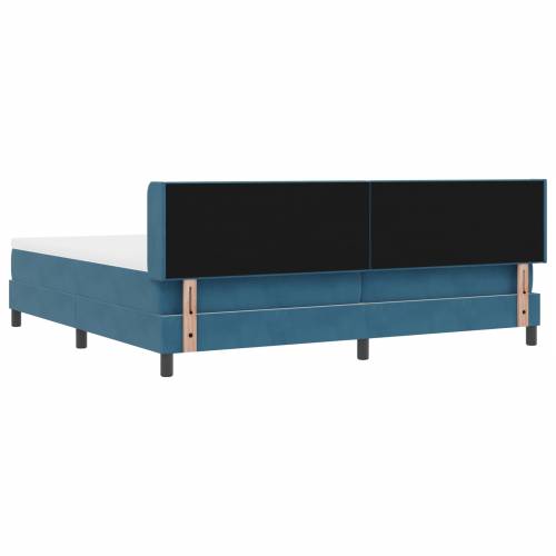 Uzglavljeni krevet s madracem tamnoplave boje 200x200 cm od baršuna Cijena