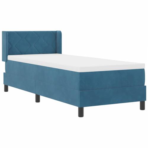 Box Spring Krevet s Madracem Tamnoplavi 80x200 cm Baršun Cijena