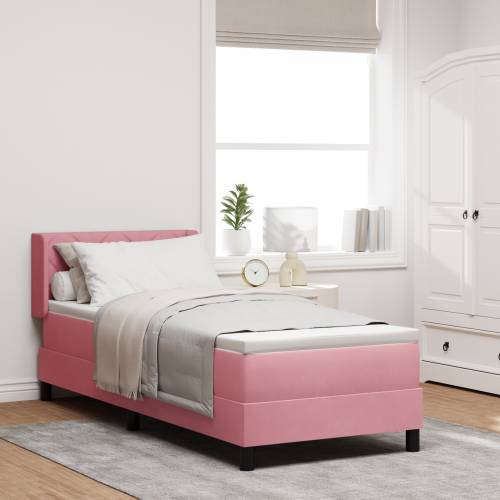 Box Spring Krevet s Madracem Ružičasti 80x200 cm Baršun Cijena