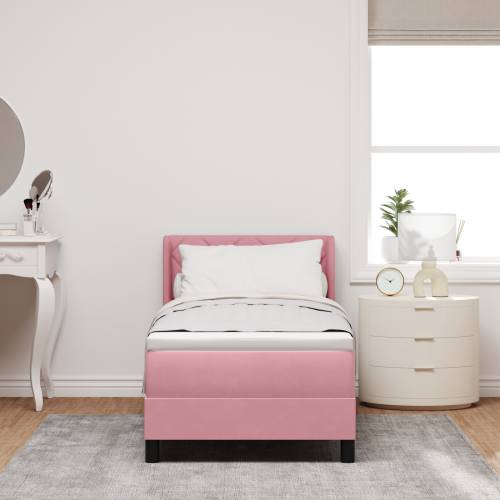 Box Spring Krevet s Madracem Ružičasti 80x200 cm Baršun Cijena