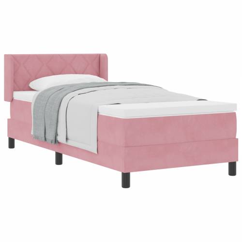 Box Spring Krevet s Madracem Ružičasta 90x200 cm Baršun Cijena