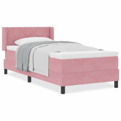 Box Spring Krevet s Madracem Ružičasta 90x200 cm Baršun Cijena