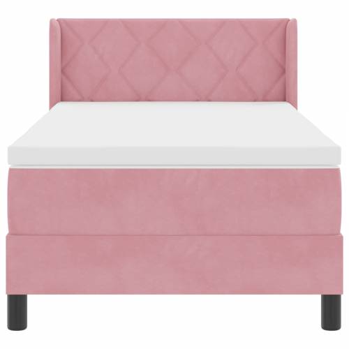Box Spring Krevet s Madracem Ružičasta 90x200 cm Baršun Cijena