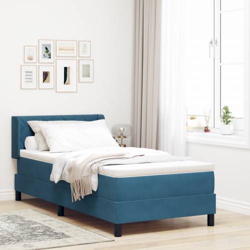 Box Spring Krevet s Madracem Tamnoplavi 100x200 cm Baršun Cijena