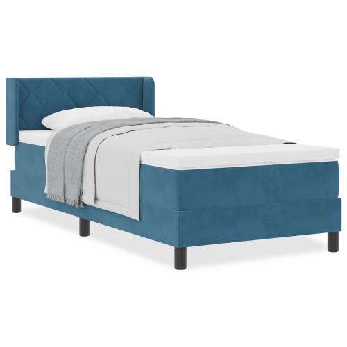 Box Spring Krevet s Madracem Tamnoplavi 100x200 cm Baršun Cijena