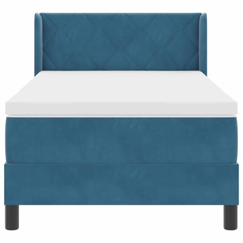 Box Spring Krevet s Madracem Tamnoplavi 100x200 cm Baršun Cijena