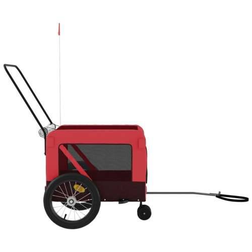 Prikolica za bicikl za ljubimce crveno-crna tkanina i željezo - Crvena 123 x 63 x 66 cm Cijena