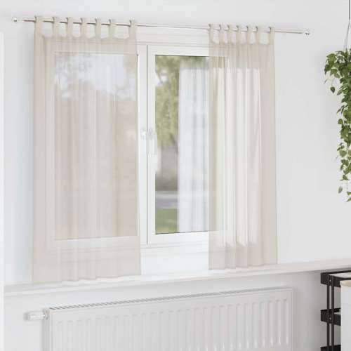 Voile zavjese s gornjim jezičcima 2 kom krem - Krema 140 x 175 cm 1 s jezičkom na vrhu Cijena