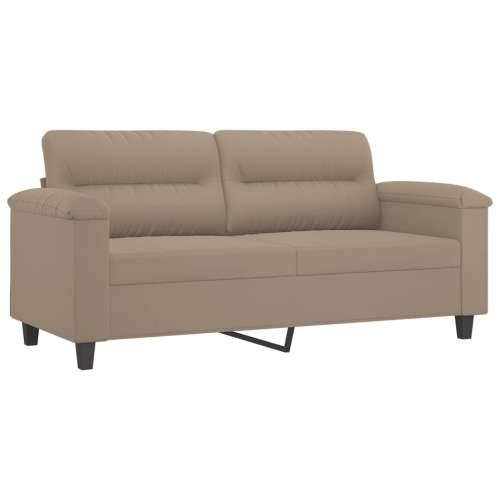 3-dijelni set sofa s jastucima smeđesivi od mikrovlakana - Sivo-smeđa s jastucima i tabureom Cijena