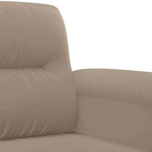 3-dijelni set sofa s jastucima smeđesivi od mikrovlakana - Sivo-smeđa s jastucima i tabureom Cijena